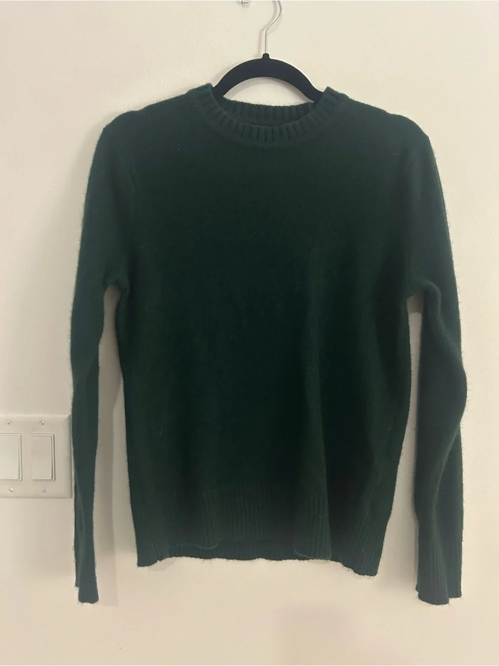 J Crew Rugged Merino Wool Sweater Mens M Dark Green Crewneck Wool Blend